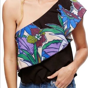 Free People NWT Annka Black One Shoulder Top Small